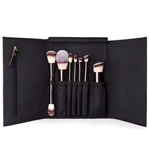 New Hourglass Set of 7 Travel Brush Set with Vegan Leather Case No Box